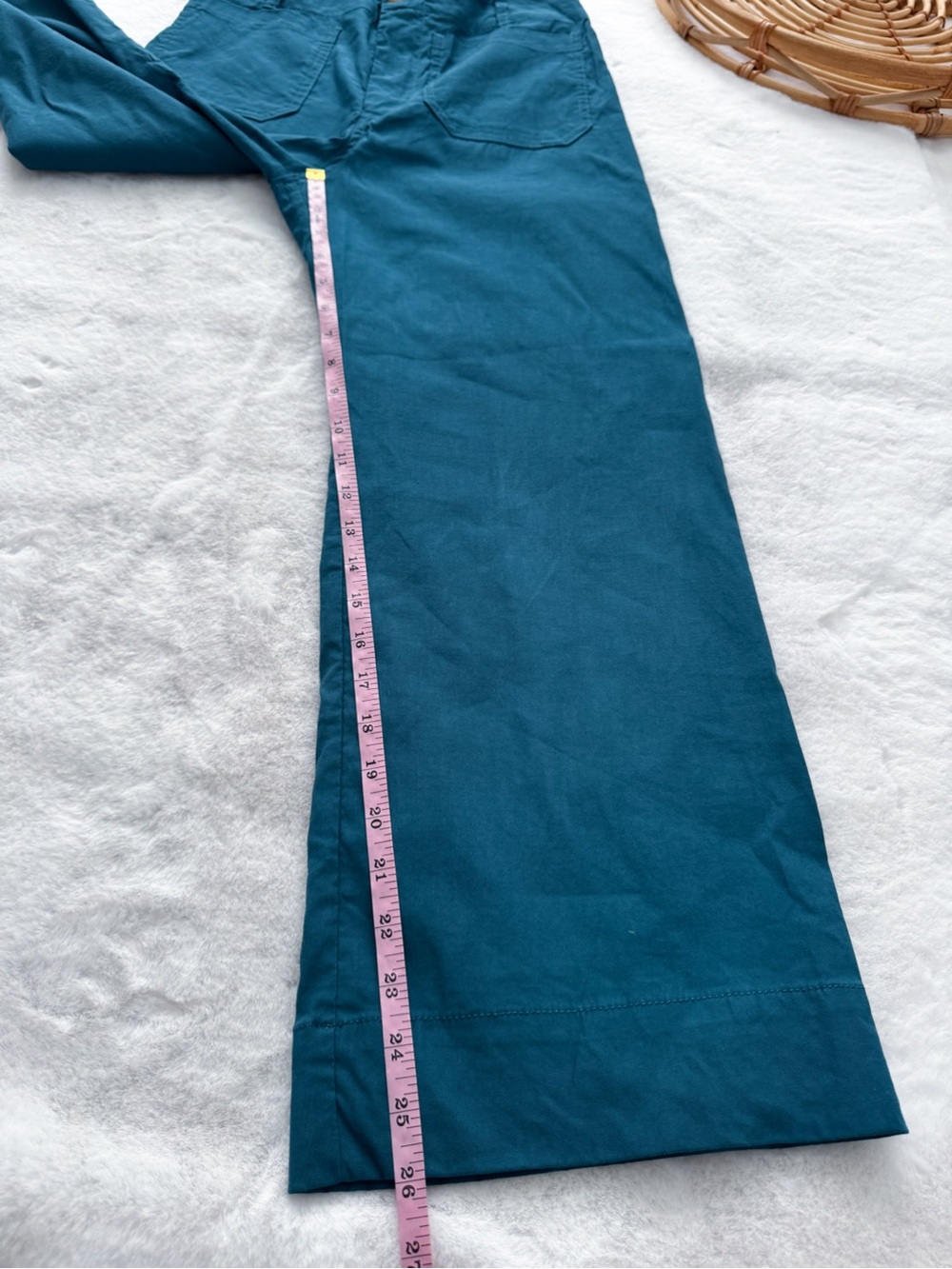 Anthropologie Maeve Colette Wide Leg Pants Trousers Dark Turquoise Cotton Linen - Picture 13 of 14